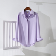 品牌垂感雪纺衬衫女长袖气质夏季薄香芋紫抗皱上衣高级感防晒衬衣