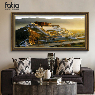 布达拉宫客厅装饰画西藏拉萨建筑风景美式挂画沙发背景墙壁画欧式
