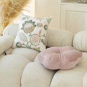 依兮抱枕套不含芯纯棉刺绣抱枕春日花朵纯色正方形垫靠垫沙发客厅