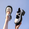 吉步玛丽珍鞋女2023年高跟鞋，浅口洛丽塔小皮鞋，交叉绑带jk单鞋