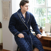 男士睡袍冬季男款三层夹棉保暖加绒加厚睡衣加长款加肥大码家居服