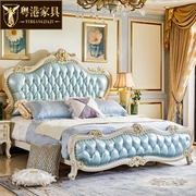 欧式田园公主床 美式别墅豪华实木雕花白色双人婚床主卧1.8米