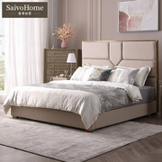 轻奢美式床现代简约真皮床卧室双人床1.8米主卧高箱婚床皮艺软床