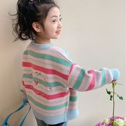 女童春秋款针织外套2024韩版女宝宝洋气上衣儿童春装毛衣开衫