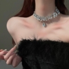 巴洛克彩色宝石珍珠钻石项链，女轻奢夸张颈链，高级感婚纱礼服锁骨链