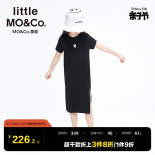 抑菌-little moco童装夏装中长款裙子女童莫代尔短袖连衣裙儿童