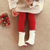 新年女童周岁袜子儿童打底裤大红色秋冬款毛圈加厚婴儿连裤袜宝宝