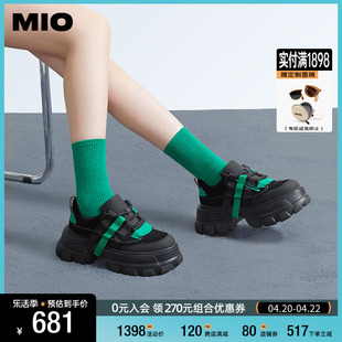MIO米奥运动鞋圆头高跟时尚休闲鞋活力撞色机能酷飒老爹鞋女鞋
