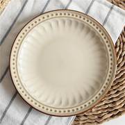 复古做旧创意陶瓷餐具，美式浮雕西餐盘汤菜盘子，牛排盘浅盘水果盘