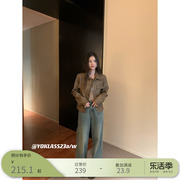 王少女(王少女)的店棕咖色皮衣美拉德短外套，2024新港风复古小个子夹克