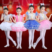 新l款女童演出服装儿童，舞蹈舞台表演公主，连衣蓬蓬裙现代舞爵士亮