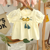 女童夏季衬衫纯棉，时髦甜美婴儿短袖上衣洋气，夏款韩版女宝宝娃娃衫