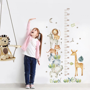 身高墙贴儿童宝宝幼儿园房间布置装饰贴画长颈鹿身高墙贴婴儿贴纸