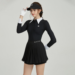bg高尔夫女士服装女款长袖t恤黑色上衣高尔夫，套装女时尚显瘦女装