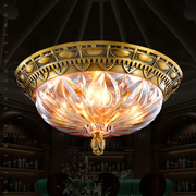 澳米欧式吸顶灯全铜客厅灯，卧室餐厅书房美式纯铜圆形led灯具
