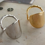 宽戒指简约多种戴法小众，设计高级质感金属风，银色开口可调尺寸男女