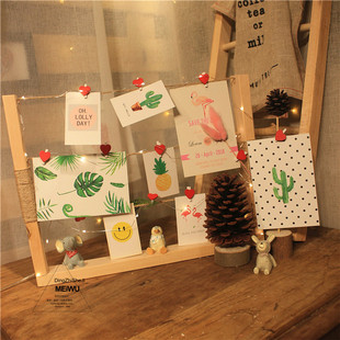 美物ins风麻绳夹子相框相架实木照片墙桌面组合手工创意森系