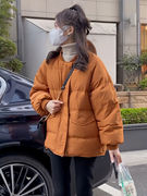 橘色羽绒服女款2023洋气冬季韩版网红小众高级感炸街外套