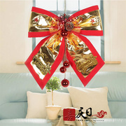 圣诞树装饰品 圣诞挂件大小号金红色蝴蝶结铃铛蝴蝶结金边树顶结