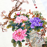 春天十字绣中国风竖版花卉牡丹花开富贵客厅，玄关手工2023线绣