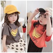 女童短袖T恤打底衫2022童装夏季女宝宝蝙蝠袖 纯棉香蕉图案