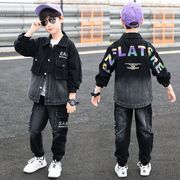男童牛仔套装两件套男童外套，裤子儿童装秋冬季帅气韩版中大童时尚