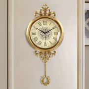 欧式纯轻奢铜挂钟客厅，现代简约钟表家用摇摆时尚北欧创意个性时钟