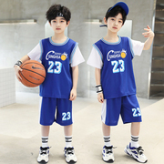 男童夏装套装2024洋气，男孩夏季速干篮球服，运动球衣儿童夏款潮