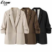 etam艾格旗下es2023春季女士修身长袖，显瘦休闲小西装外套西服女