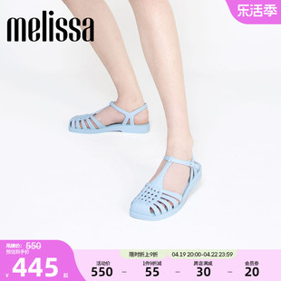 melissa梅丽莎编织平底方头时尚复古休闲女士罗马猪笼凉鞋31953