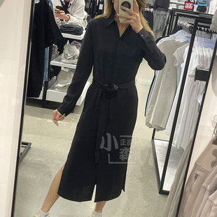 CK Calvin Klein春夏女士通勤OL气质系带中长款长袖连衣裙