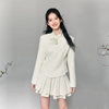 torisee原创设计白色新中式，小香风蝴蝶结上衣，收腰百褶裙两件套装