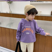 男童连帽卫衣春秋装长袖带帽中小儿童宝宝紫色黄色套头韩版洋气潮