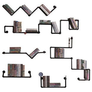 复古水管书架置物架隔板，铁艺创意个性，美式乡村工业简易loft书架