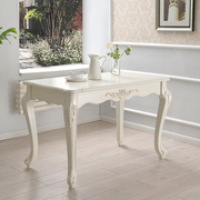 简约小户型长方形饭桌现代欧式雕花餐厅家用餐桌法式轻奢白色饭桌