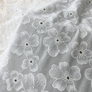 纯棉裙子衬衫小棉布服装婚纱，面料diy荷叶，刺绣镂空布料宽1.3米