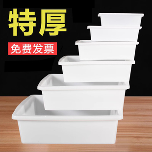 无盖长方形商用菜品，展示盒白色塑料盒，饭店零食收纳保鲜盒盘子托盘