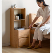 高档北欧实木储物柜现代简约床边柜多功能书柜卧室家具床头柜高款