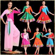 藏族舞蹈演出服装女广场，舞服装套装，民族风短裙套装藏族服装女