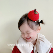 小礼帽立体苹果女童发夹头饰，宝宝夹子可爱超萌橘子手工羊毛毡发卡