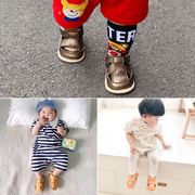 糖果色牛皮学步鞋夏包头凉鞋婴儿软胶防滑底男女宝宝透气0-2岁