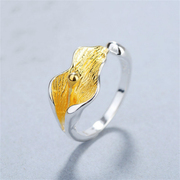 简约设计s925纯银开口戒指，文艺马蹄莲花，时尚气质女款指环尾戒食指