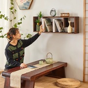 书架实木简约现代墙上置物架落地靠墙树形简易小型客厅收纳架家用