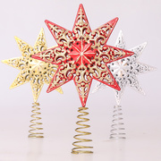 圣诞树顶星圣诞树装饰品铁艺，五角星装饰星星圣诞树发光顶部灯闪粉