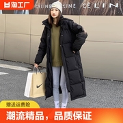 高级感中长款羽绒棉衣女2023冬季设计感韩版连帽外套过膝棉服
