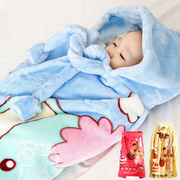 婴儿抱被初生宝宝被子冬天款外出加厚包毯子(包毯子)珊瑚绒包被斗篷背抱毯