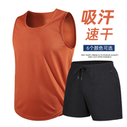 透气速干运动套装男夏季薄款无袖t恤篮球训练健身跑步短裤子夏装