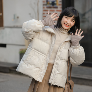 韩版简约通勤毛线拼接设计感棉衣外套女冬季宽松休闲加厚保暖棉服