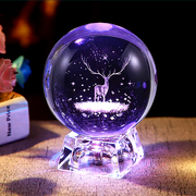 生日礼物发光3D水晶球麋鹿摆件创意送女友闺蜜男七夕情人节礼物