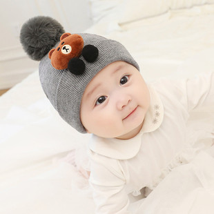 宝宝毛线帽子针织秋冬儿童，新生儿婴儿保暖防寒可爱男童韩版0-2岁